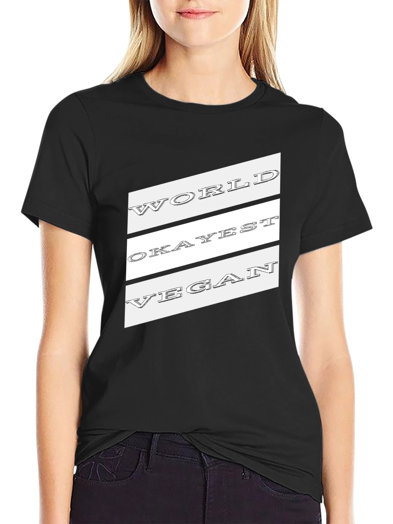 World Okayest Vegan T-Shirt - Mens Black Tee
