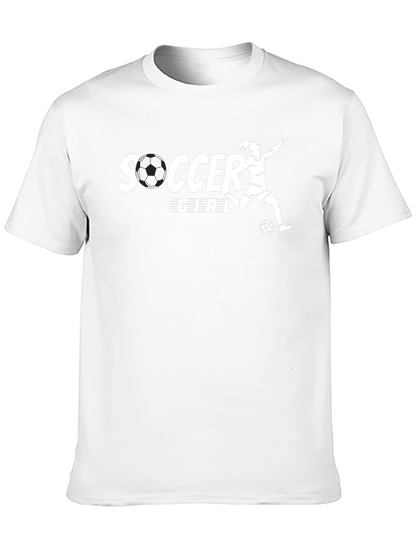 Soccer Girl Graphic Tee - Black Cotton T-Shirt