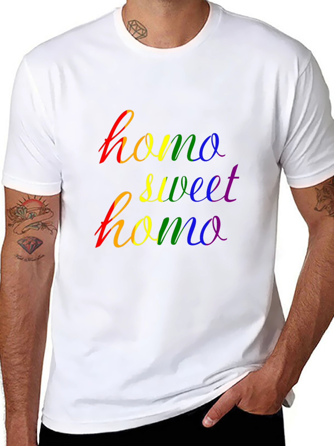 Homo Sweet Homo Pride T-Shirt - Rainbow Graphic Tee