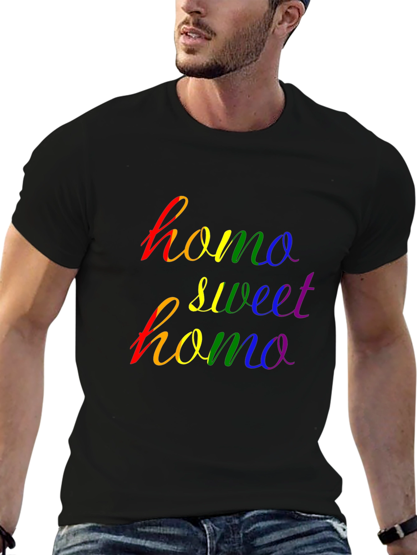 Homo Sweet Homo Pride T-Shirt - Rainbow Graphic Tee