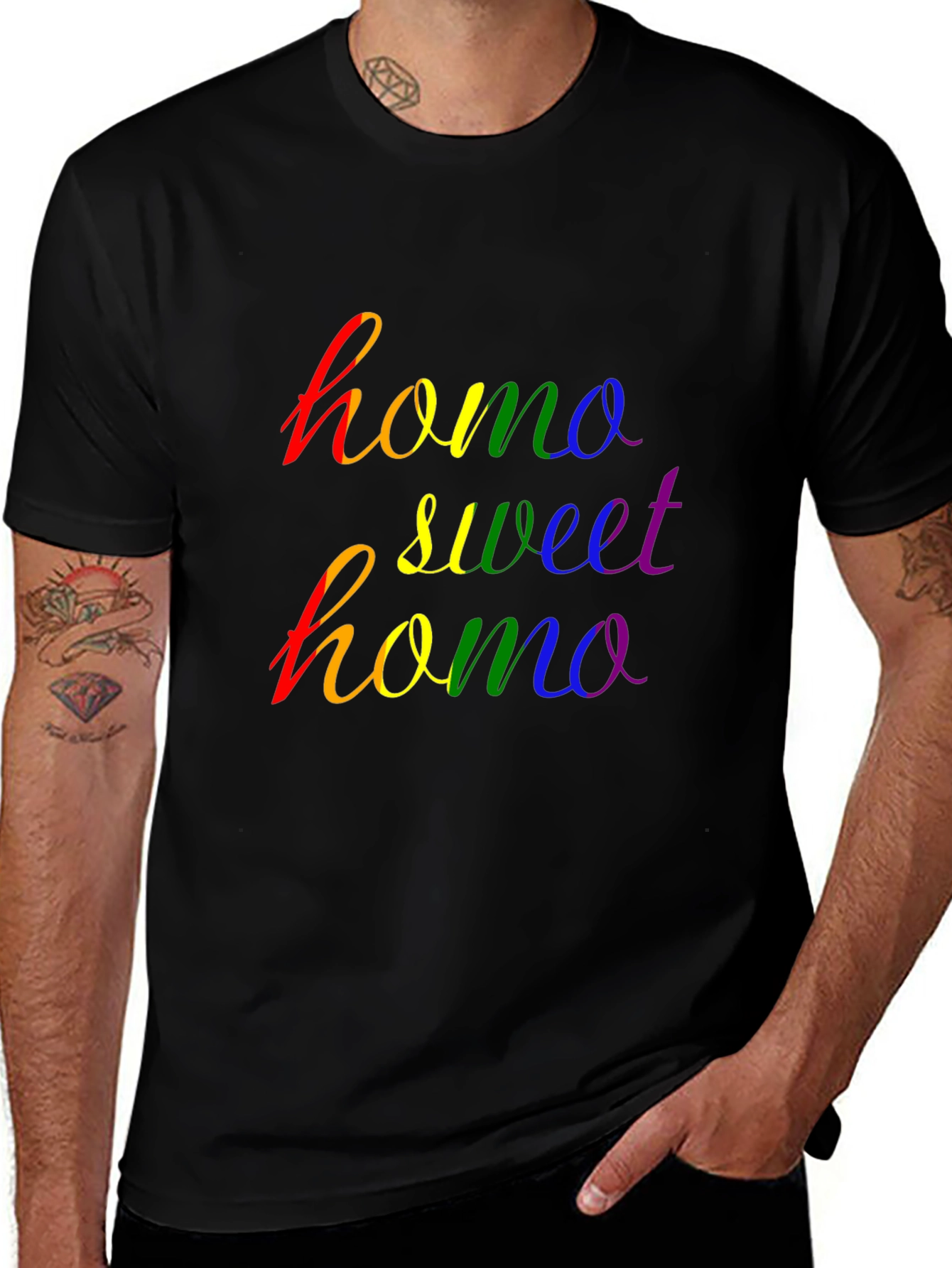 Homo Sweet Homo Pride T-Shirt - Rainbow Graphic Tee