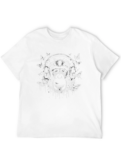 Monkey Headphones Graphic Tee - Stylish Black T-Shirt