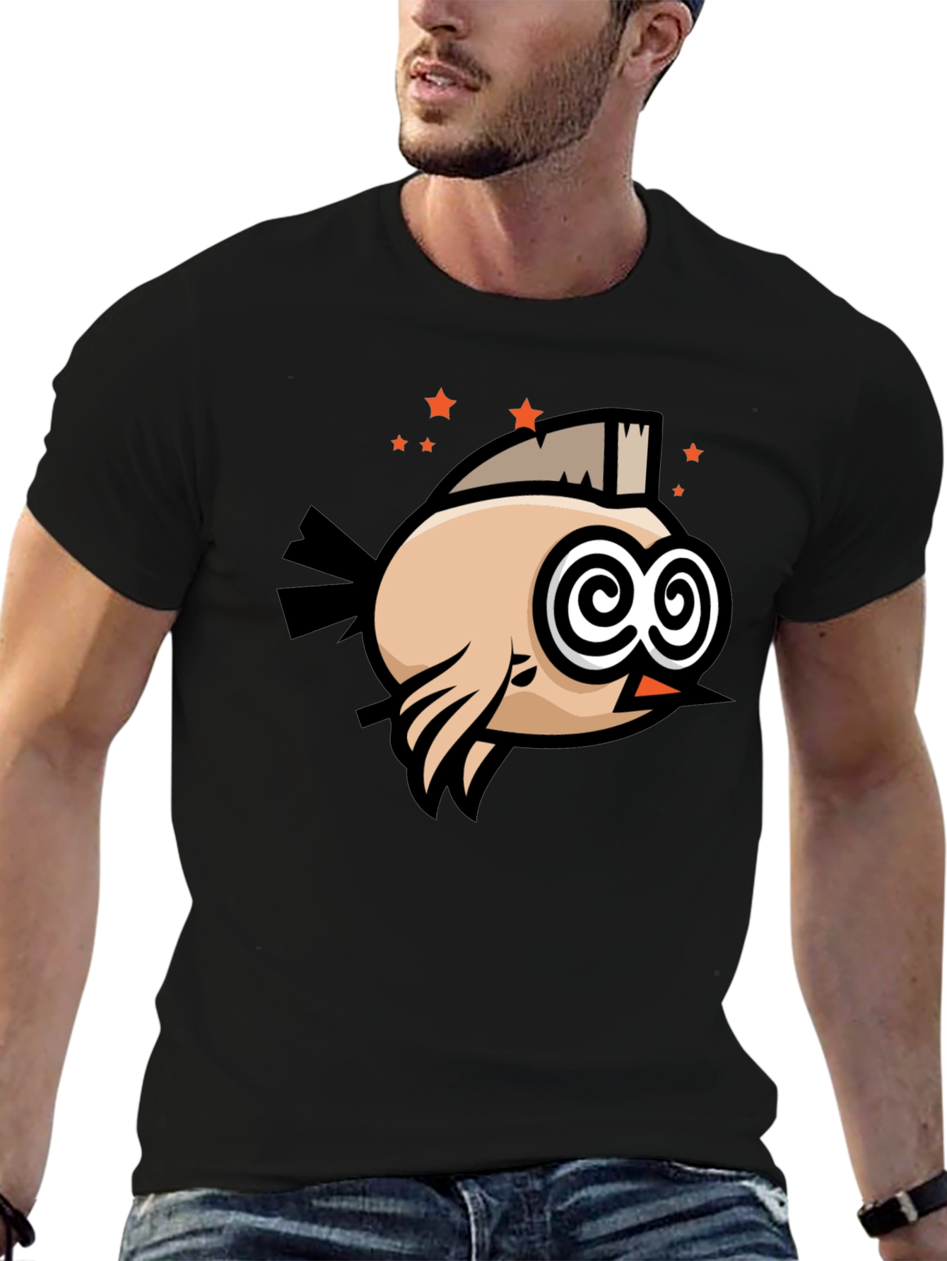 Funny Bird T-Shirt - Swirl Eyes Cartoon Tee