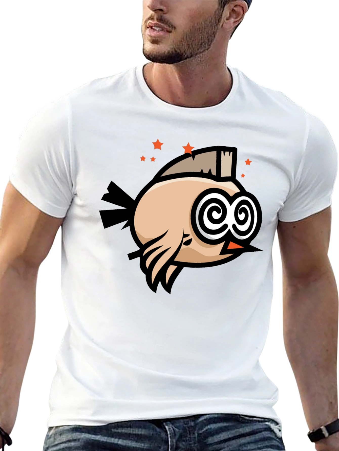 Funny Bird T-Shirt - Swirl Eyes Cartoon Tee
