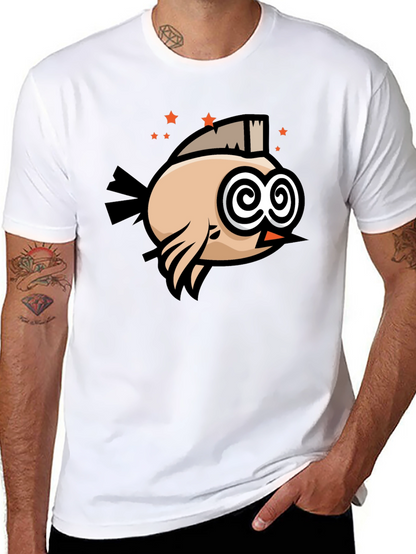 Funny Bird T-Shirt - Swirl Eyes Cartoon Tee