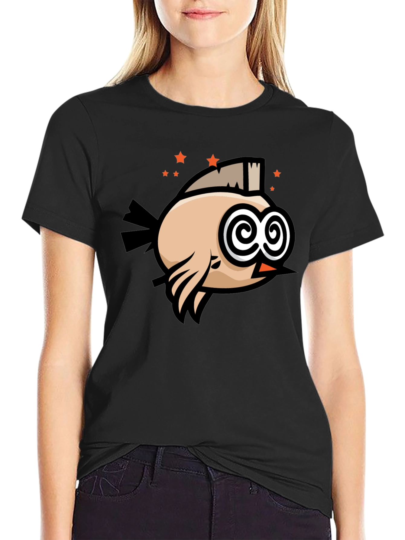 Funny Bird T-Shirt - Swirl Eyes Cartoon Tee