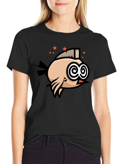Funny Bird T-Shirt - Swirl Eyes Cartoon Tee