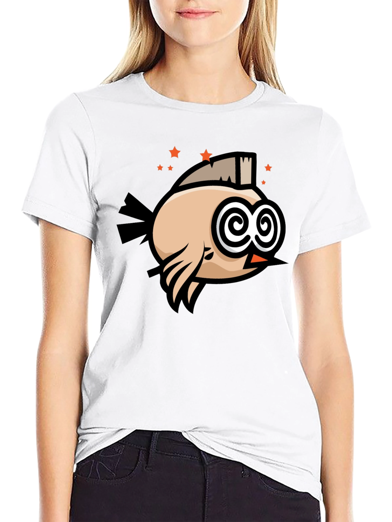 Funny Bird T-Shirt - Swirl Eyes Cartoon Tee