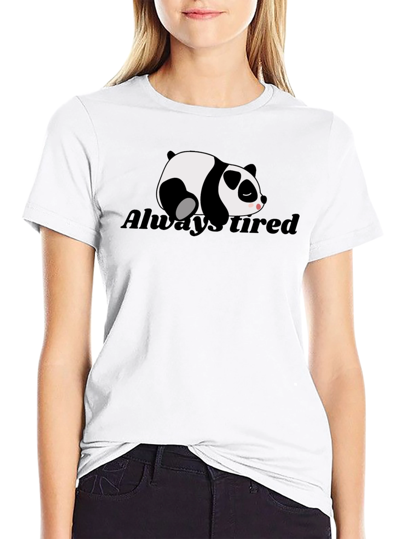 Always Tired Panda Graphic T-Shirt - Black