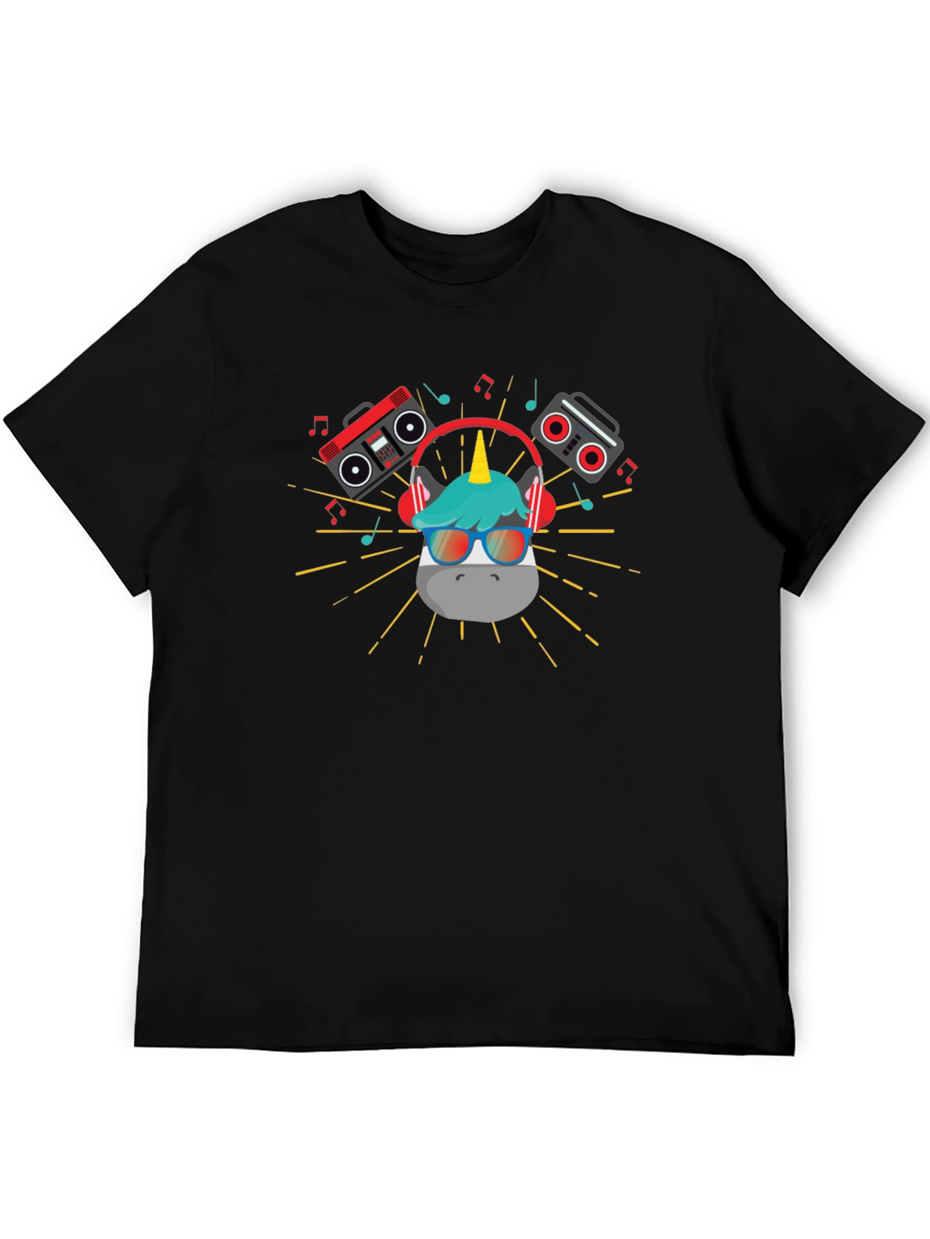 DJ Unicorn Graphic T-Shirt - Black