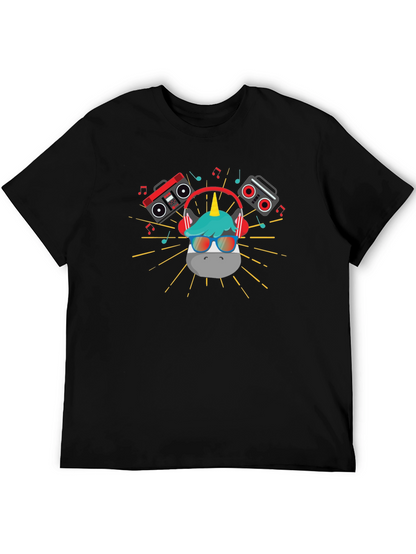 DJ Unicorn Graphic T-Shirt - Black