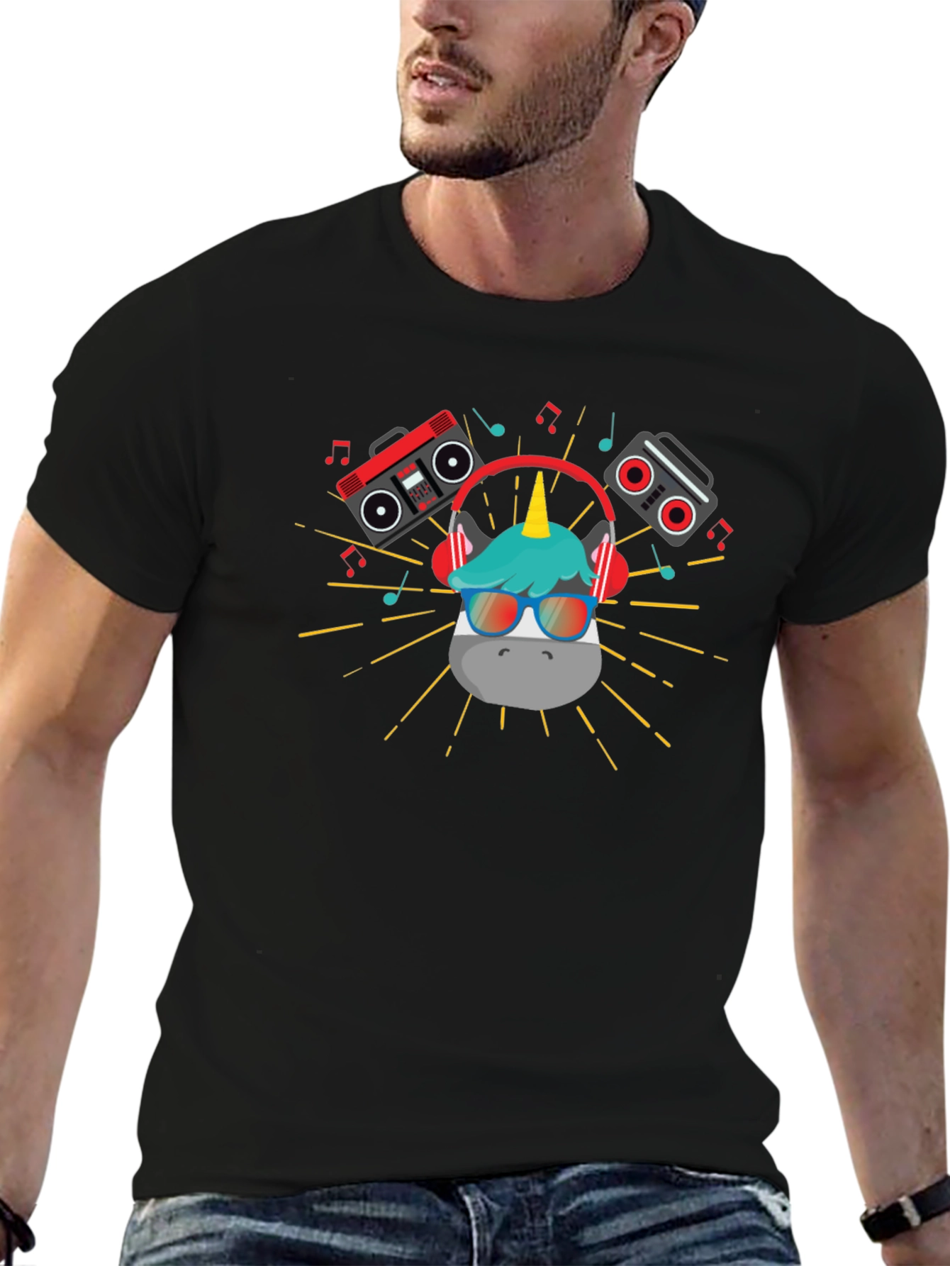 DJ Unicorn Graphic T-Shirt - Black