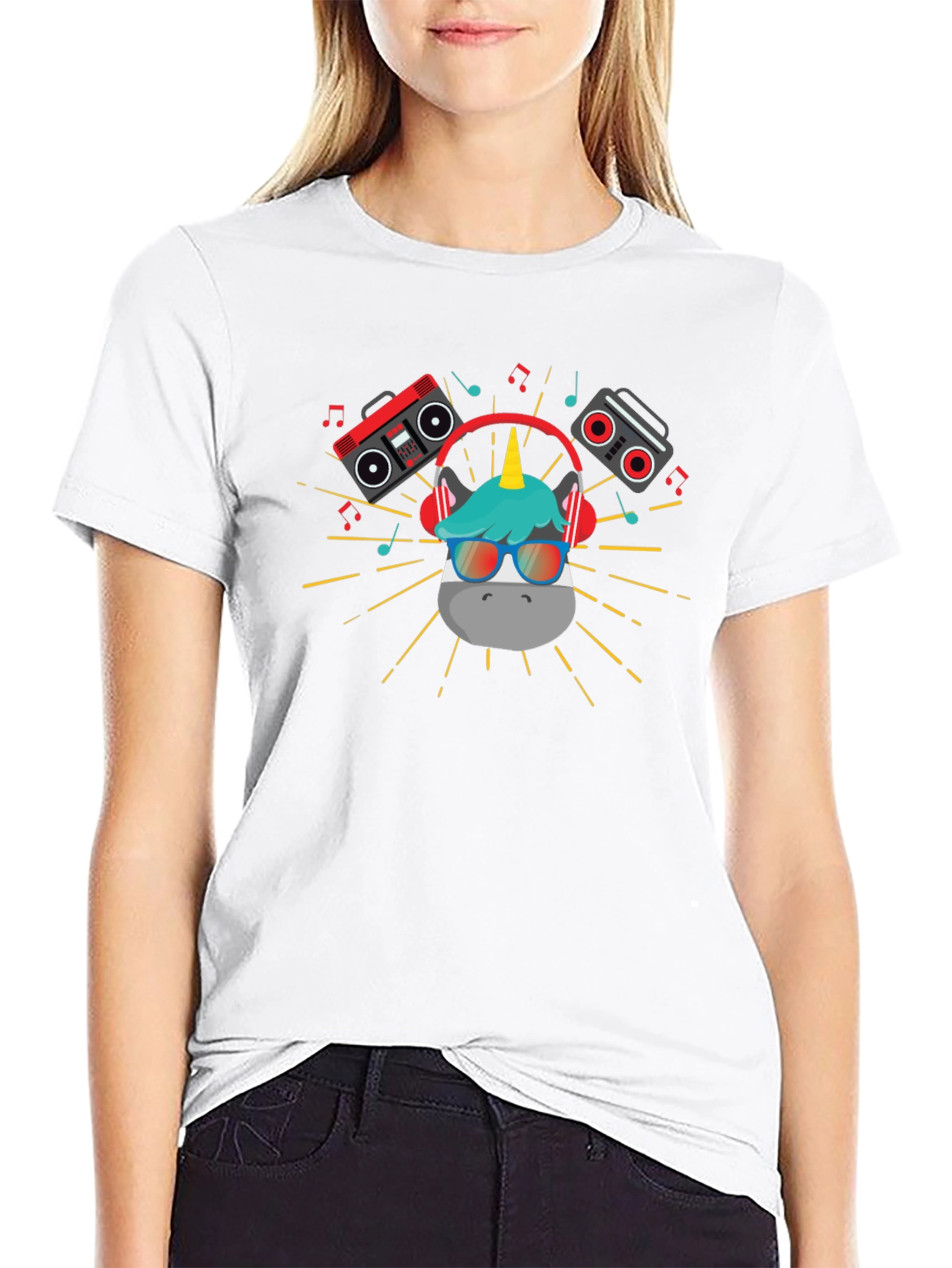 DJ Unicorn Graphic T-Shirt - Black