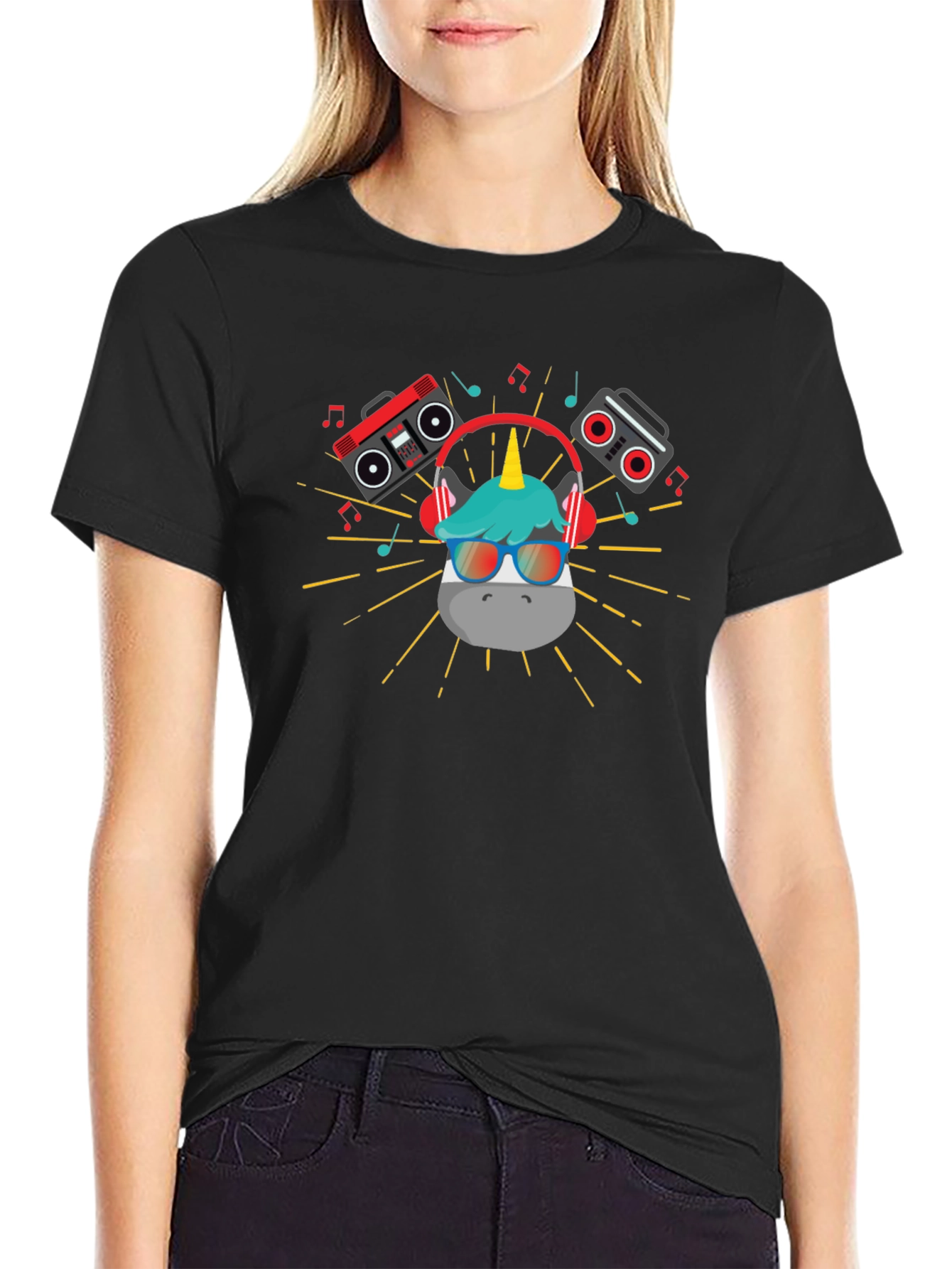 DJ Unicorn Graphic T-Shirt - Black