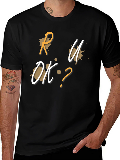 R U OK? Graphic Black T-Shirt