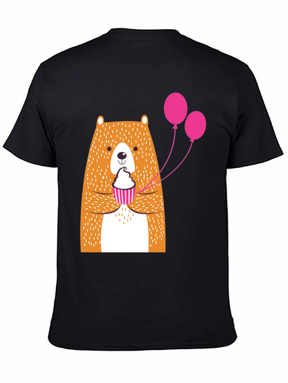 Cute Bear Cupcake Graphic Tee - Black