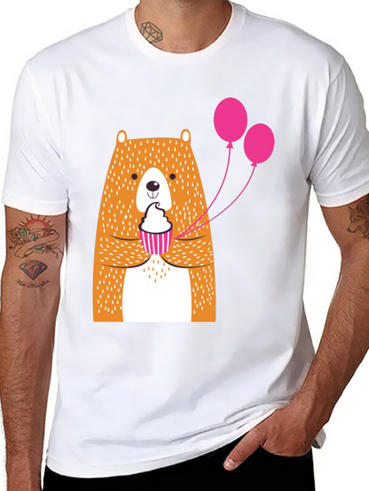 Cute Bear Cupcake Graphic Tee - Black