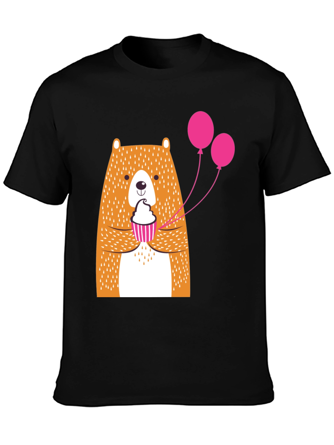 Cute Bear Cupcake Graphic Tee - Black