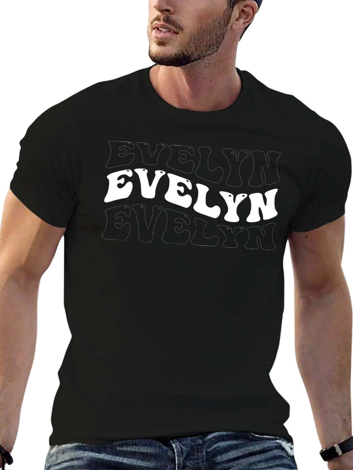 Evelyn Retro Name T-Shirt - Custom Wavy Text Tee