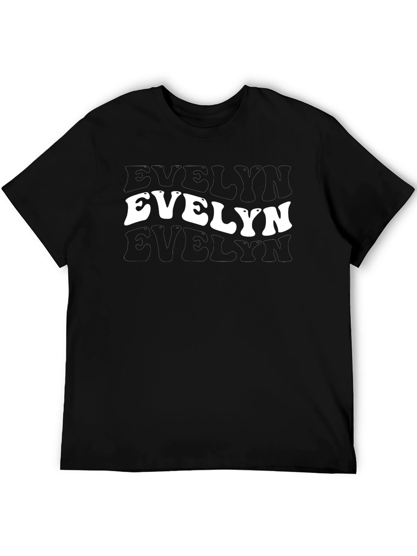 Evelyn Retro Name T-Shirt - Custom Wavy Text Tee