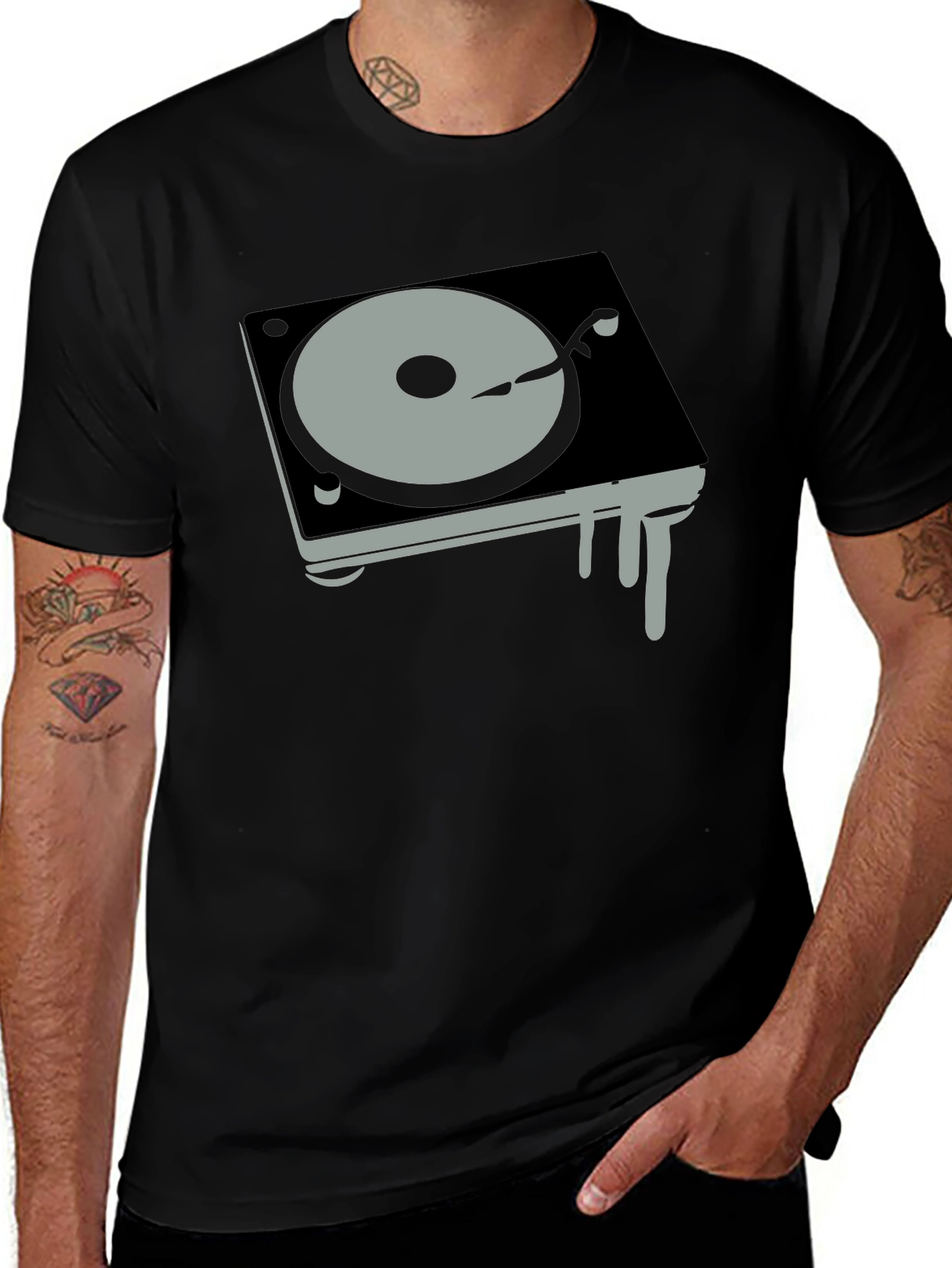 DJ Turntable Graphic Tee - Black