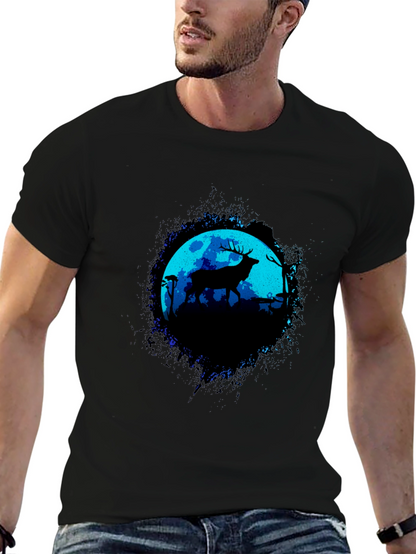Deer Silhouette Graphic Tee - Moonlit Forest