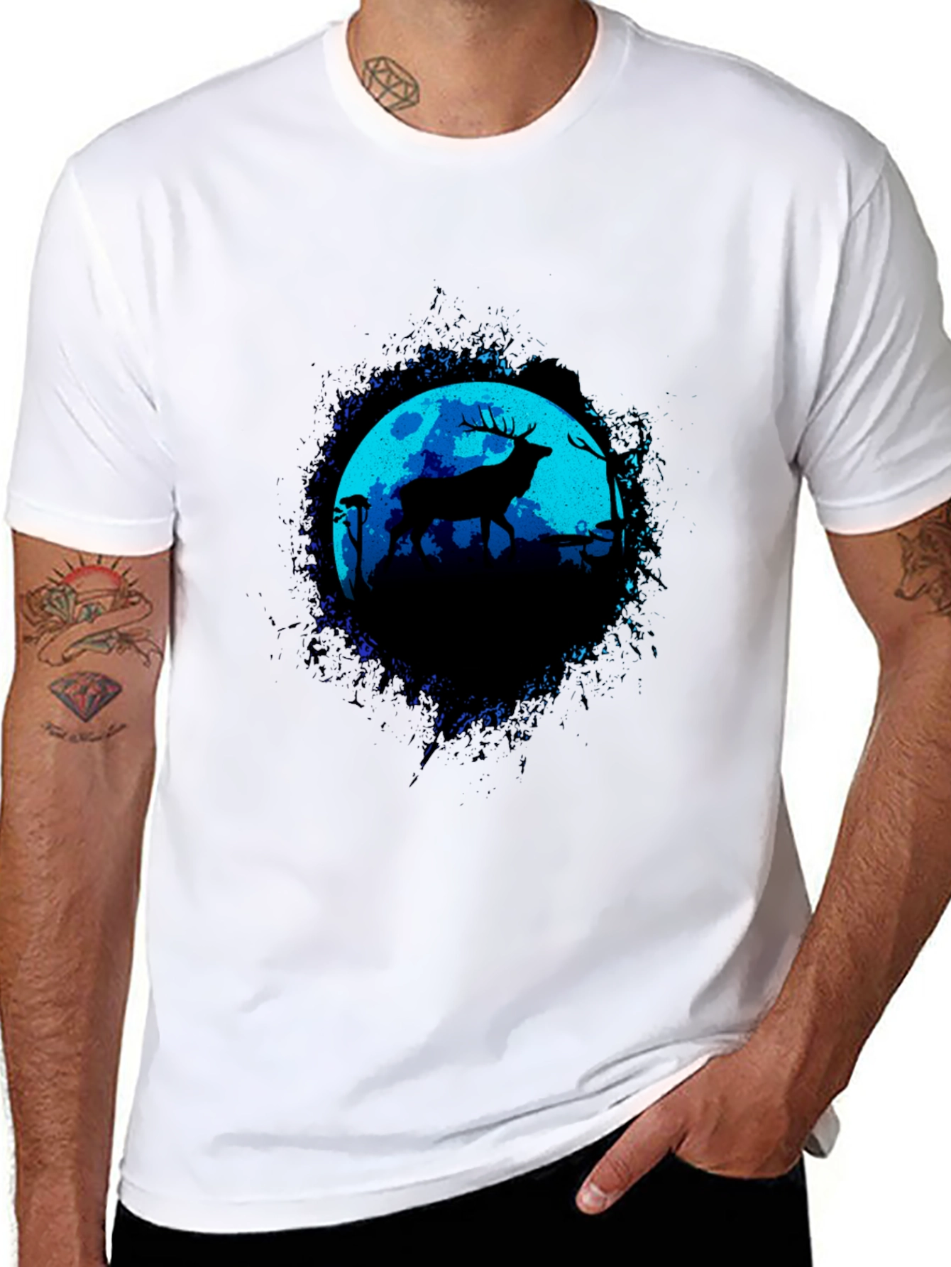 Deer Silhouette Graphic Tee - Moonlit Forest