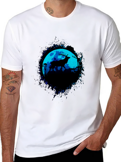 Deer Silhouette Graphic Tee - Moonlit Forest