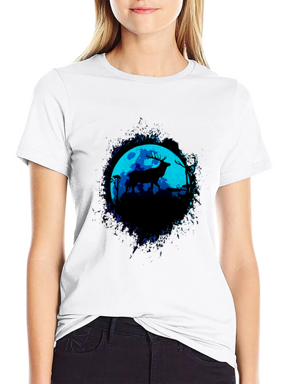 Deer Silhouette Graphic Tee - Moonlit Forest