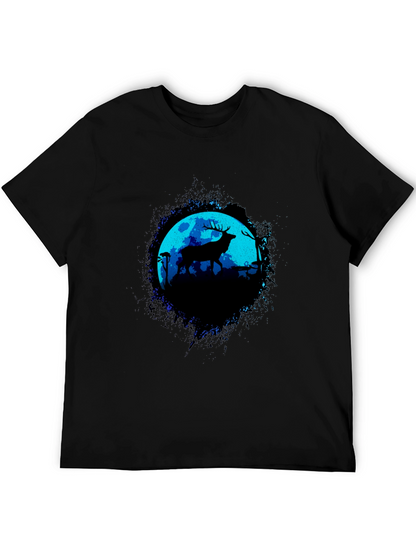 Deer Silhouette Graphic Tee - Moonlit Forest