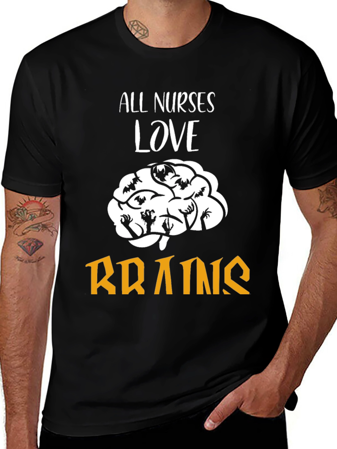 All Nurses Love Brains T-Shirt Funny Halloween Tee
