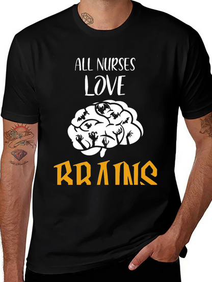 All Nurses Love Brains T-Shirt Funny Halloween Tee