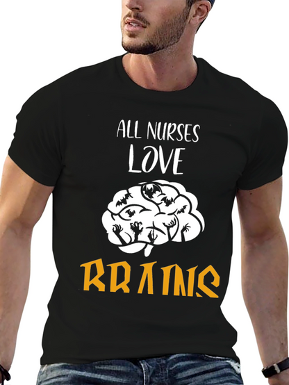 All Nurses Love Brains T-Shirt Funny Halloween Tee