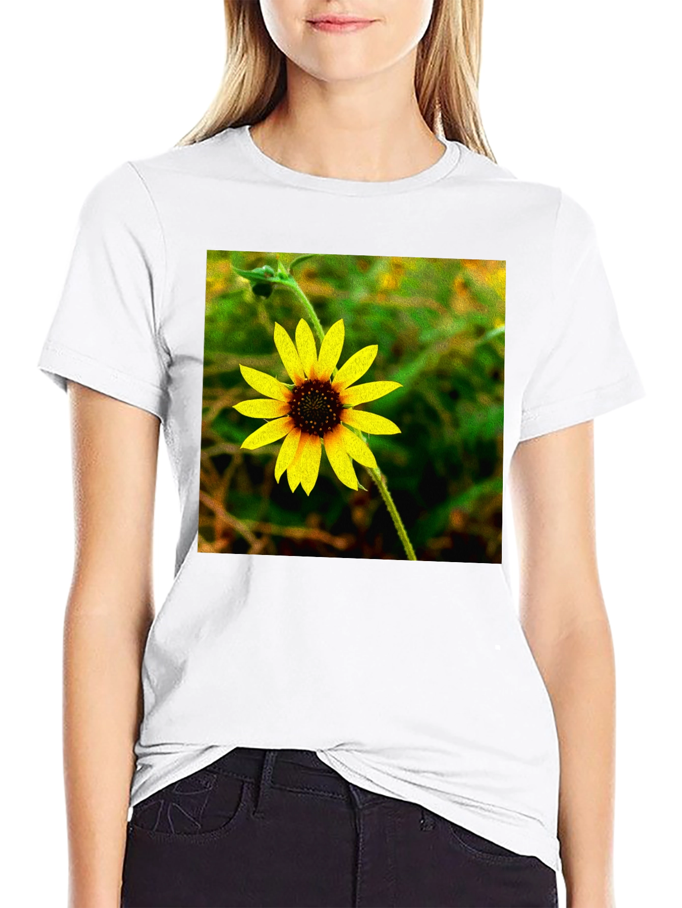Sunflower Graphic Tee - Stylish Black Cotton T-Shirt