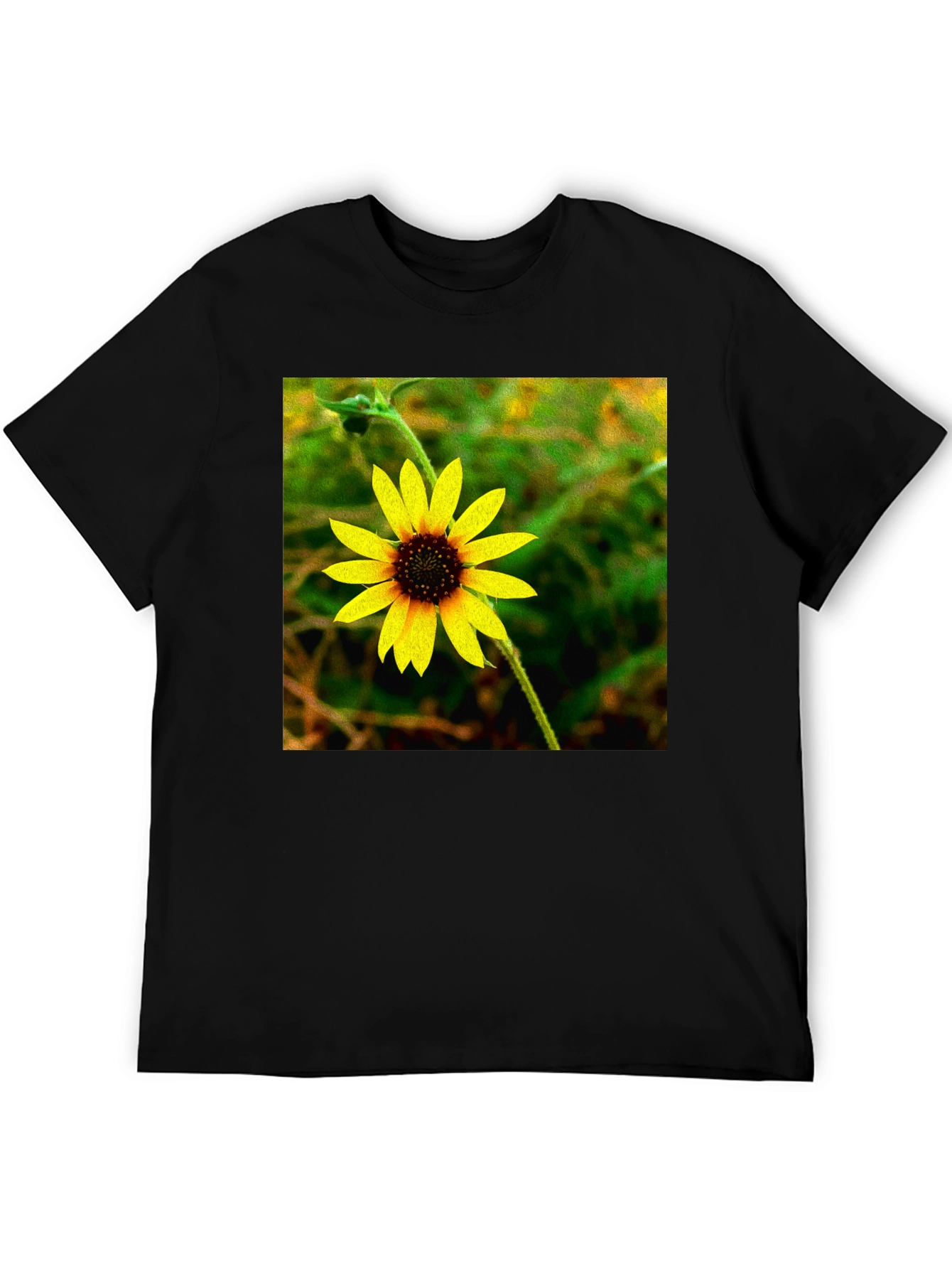 Sunflower Graphic Tee - Stylish Black Cotton T-Shirt