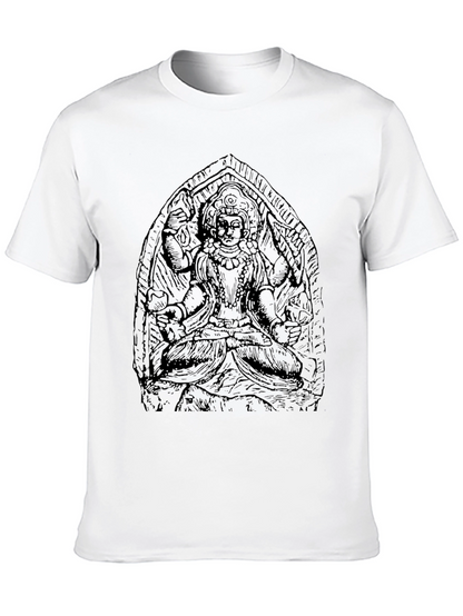 Black Graphic Tee with Indian Deity Art