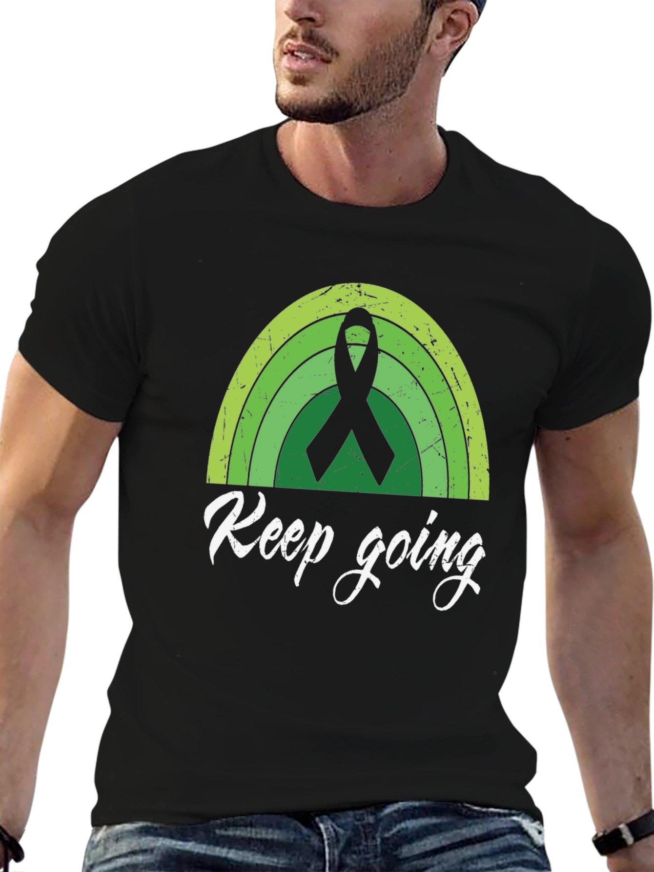 Keep Going Shirt - Green Ribbon Graphic Tee
