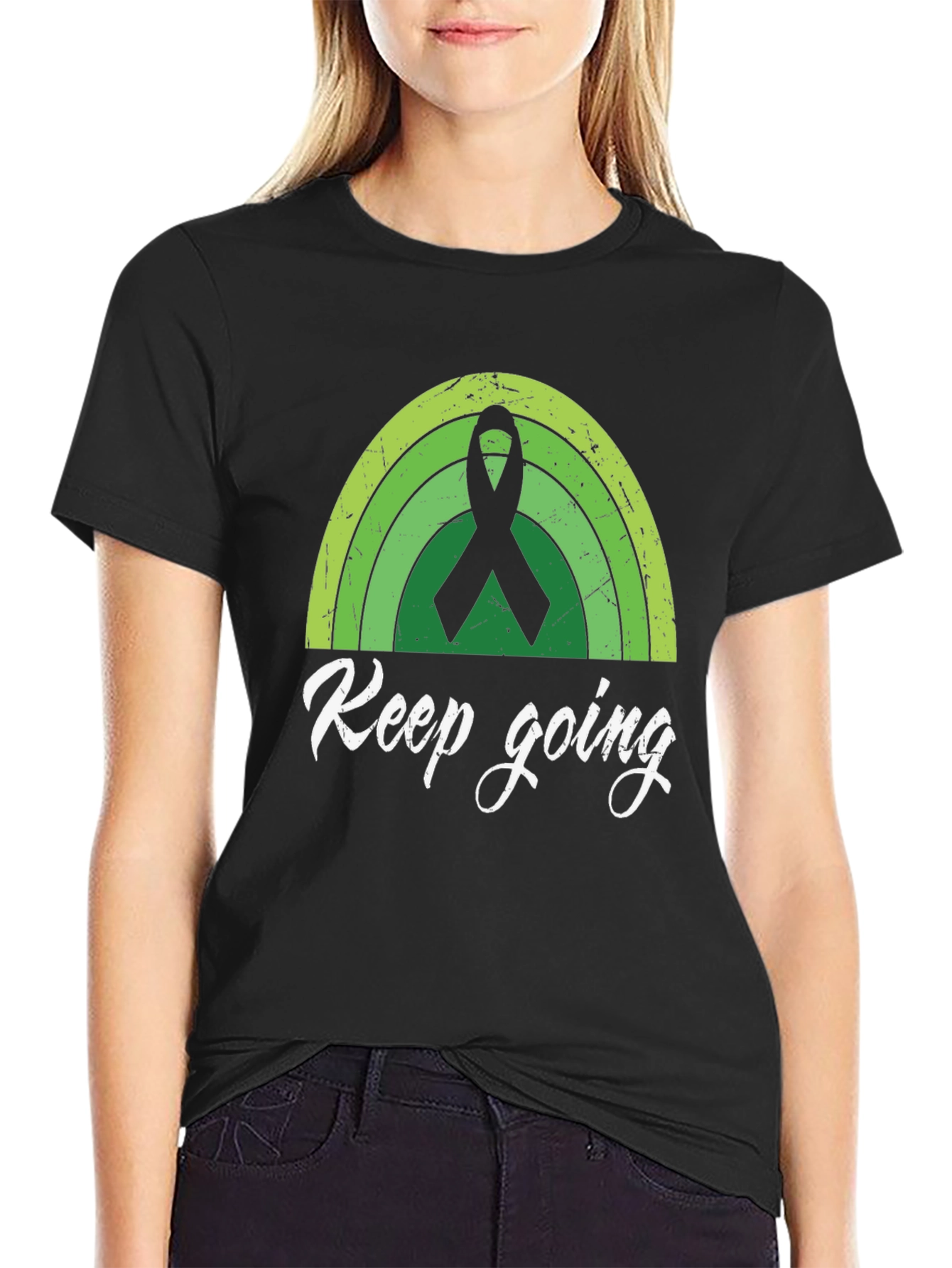 Keep Going Shirt - Green Ribbon Graphic Tee