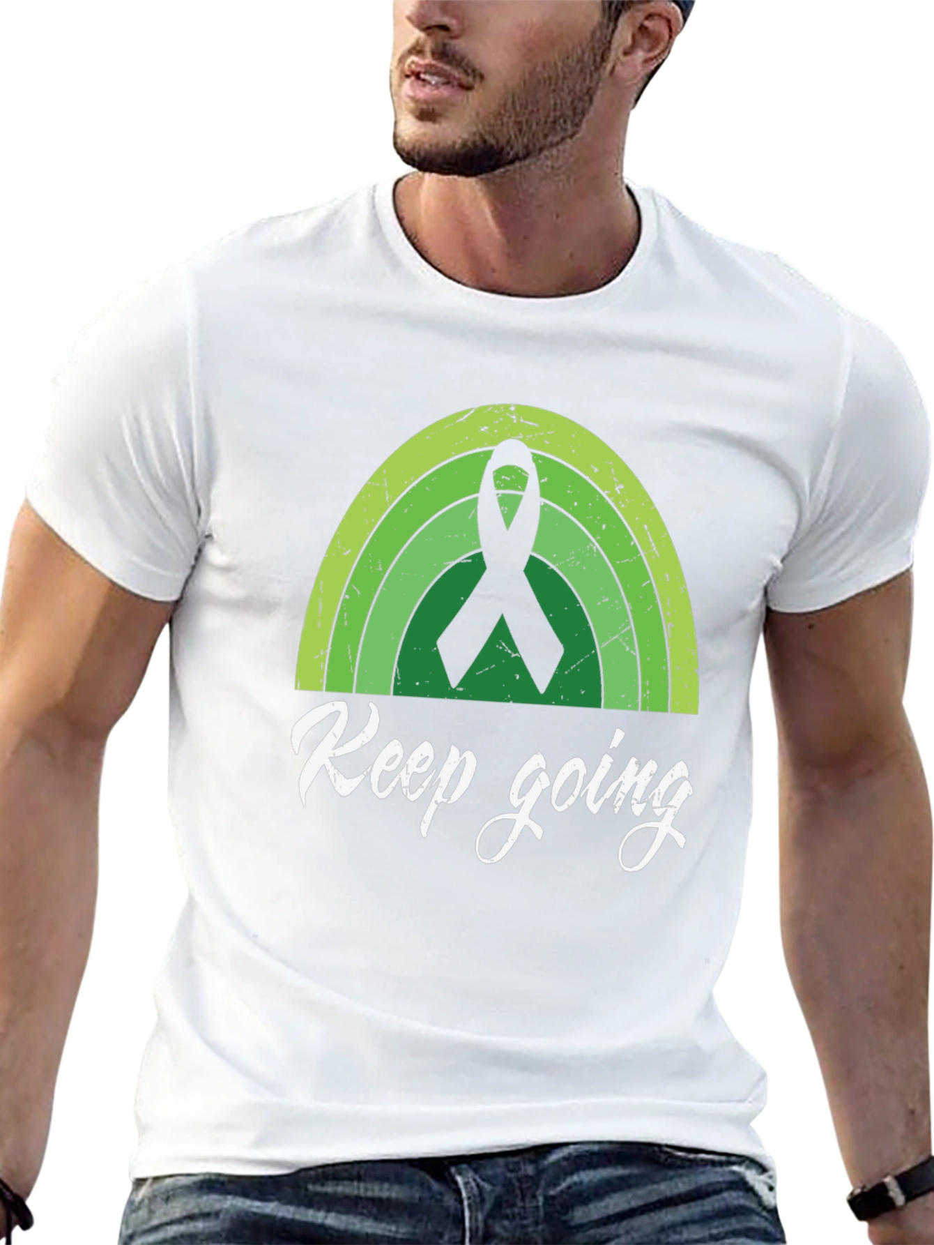 Keep Going Shirt - Green Ribbon Graphic Tee