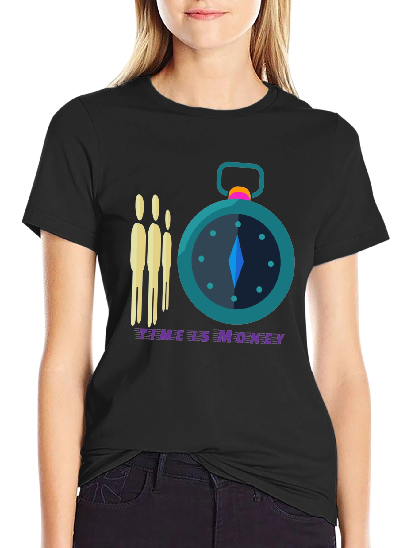Time is Money Graphic Tee - Black Crew Neck
