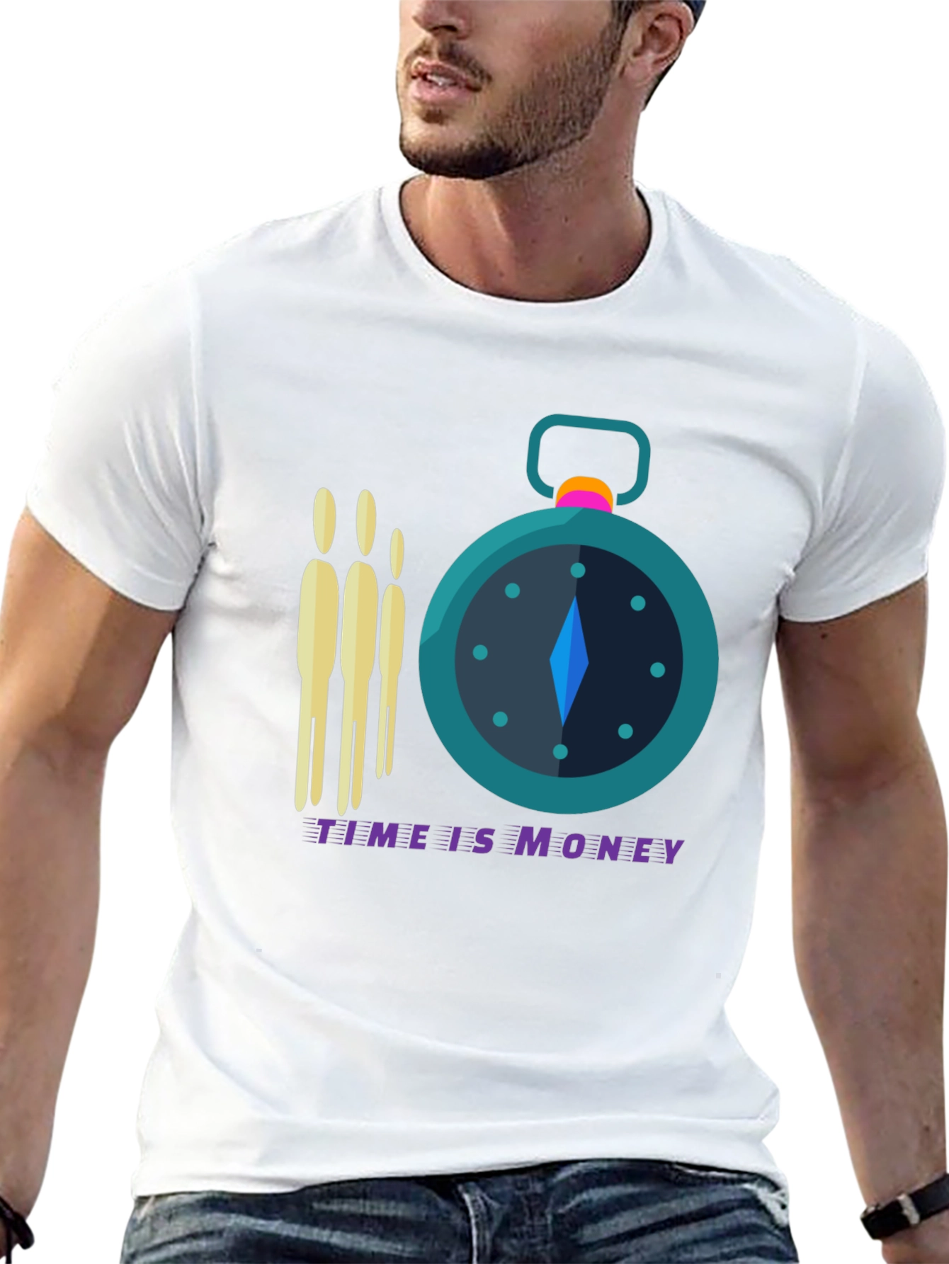Time is Money Graphic Tee - Black Crew Neck