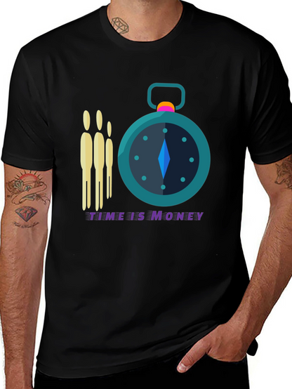 Time is Money Graphic Tee - Black Crew Neck