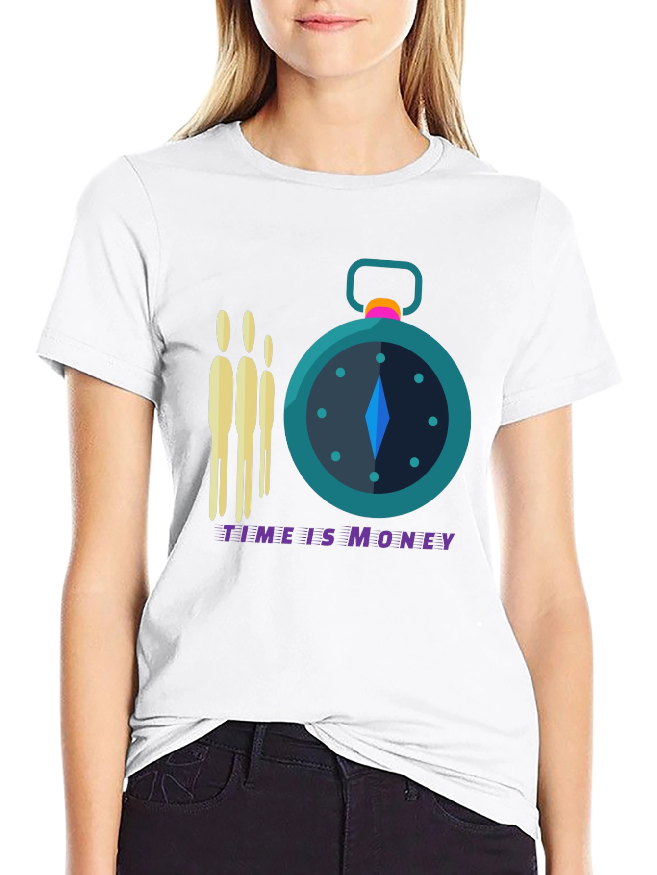 Time is Money Graphic Tee - Black Crew Neck