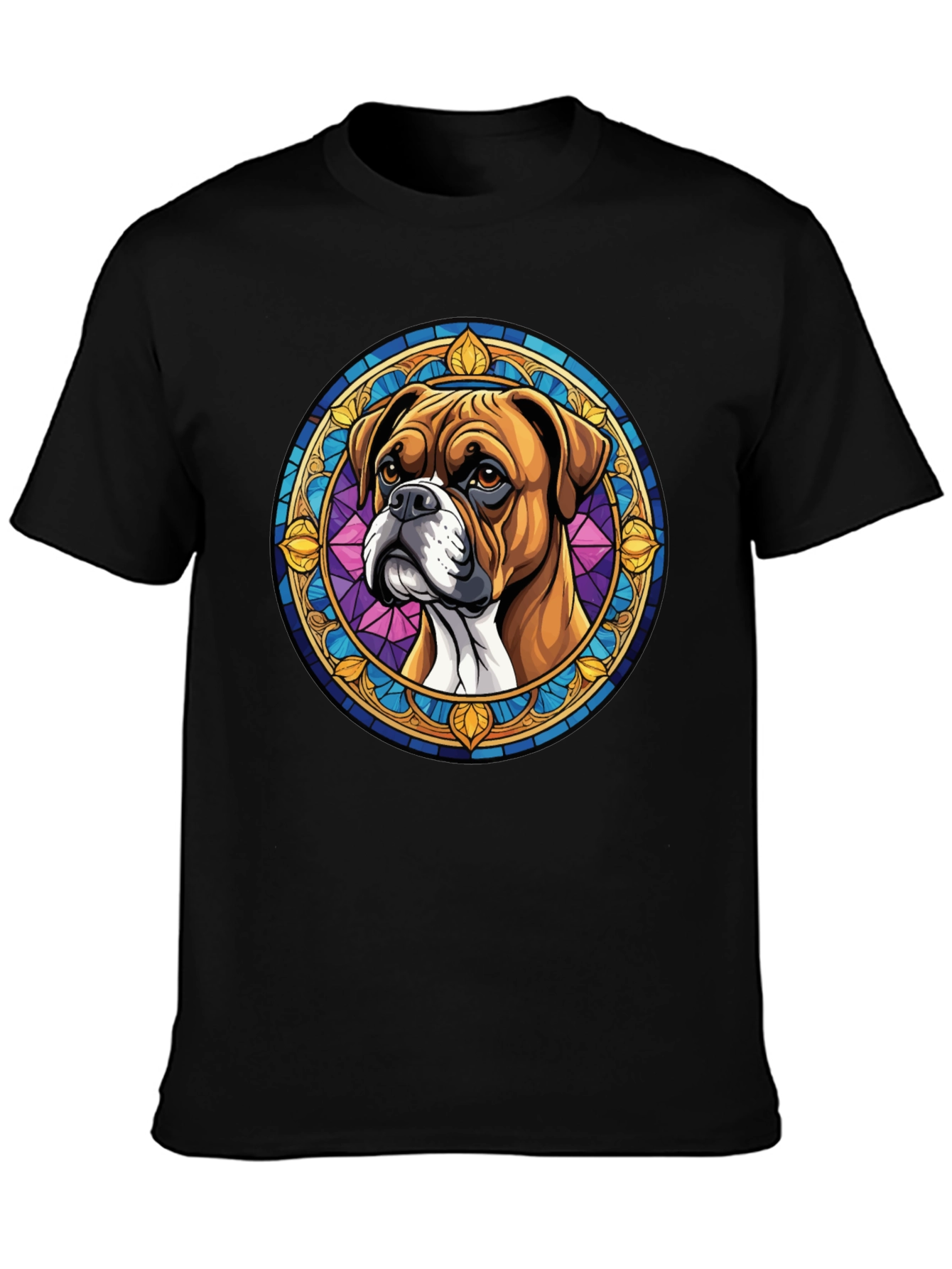 Boxer Dog Stained Glass Style Graphic Tee
