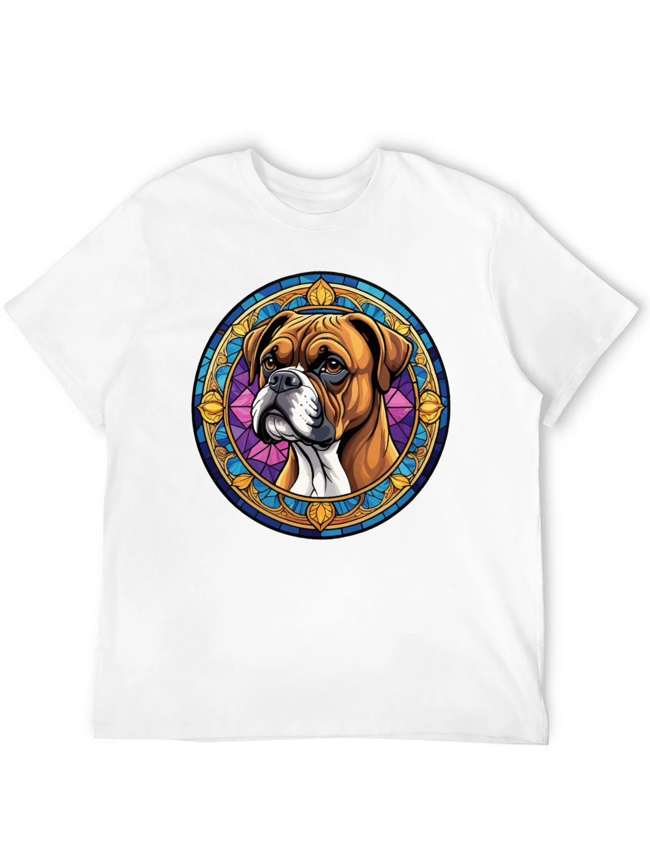 Boxer Dog Stained Glass Style Graphic Tee