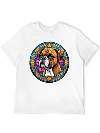Boxer Dog Stained Glass Style Graphic Tee