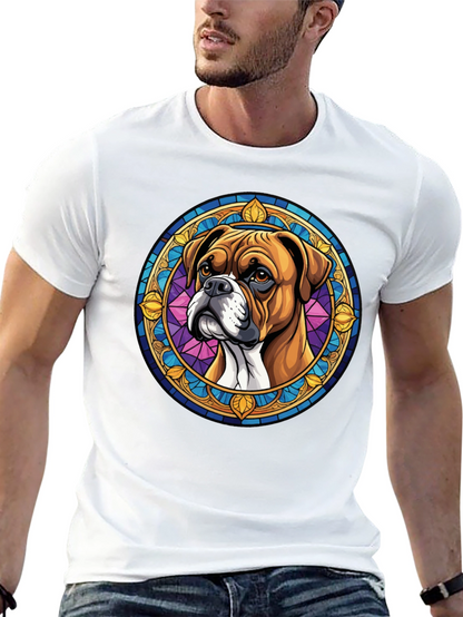 Boxer Dog Stained Glass Style Graphic Tee