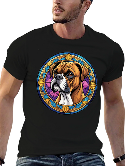 Boxer Dog Stained Glass Style Graphic Tee