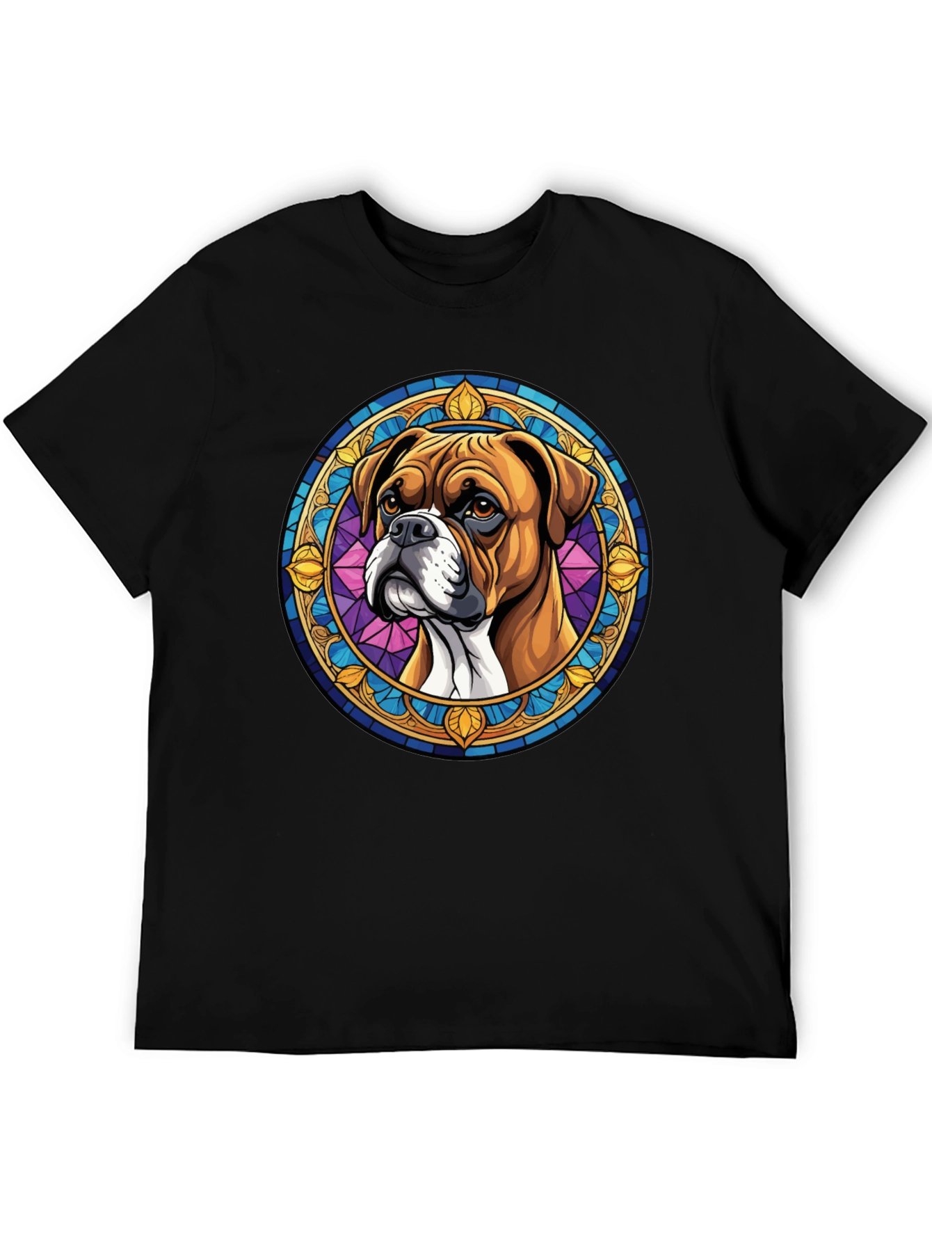 Boxer Dog Stained Glass Style Graphic Tee