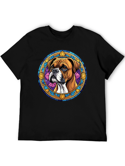 Boxer Dog Stained Glass Style Graphic Tee